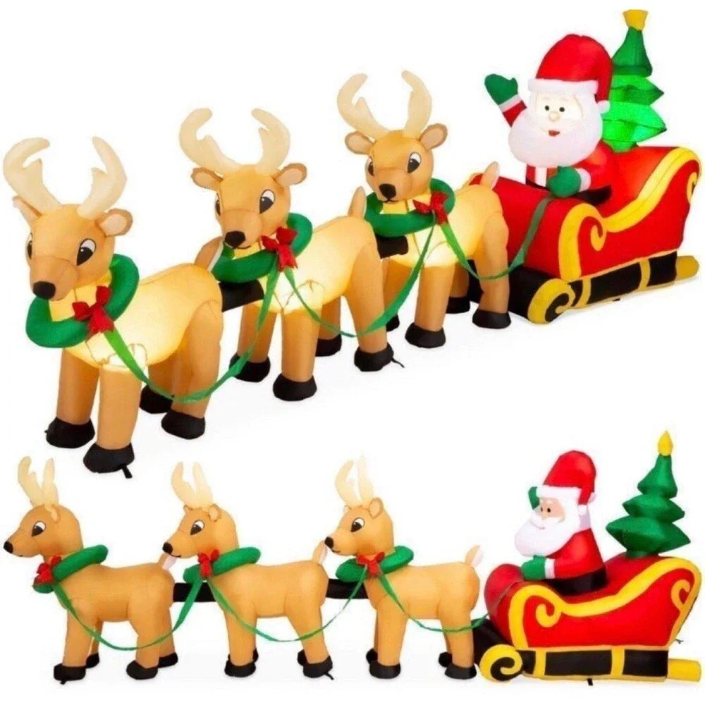 8.5ft Holiday Santa & Reindeer Airblown Inflatable